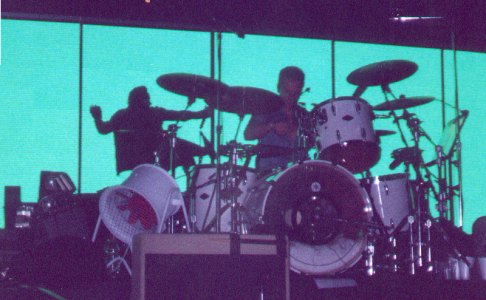 Photo of Bono as The Fly in Boston's Fleet Center, 8th June 2001