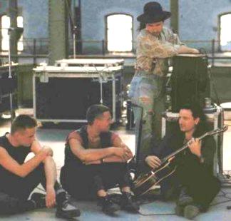 Photo of U2 relaxing during the recording of Rattle and Hum