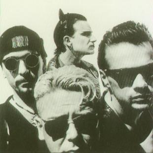 Photo of U2 with Bono as Mr. McPhisto